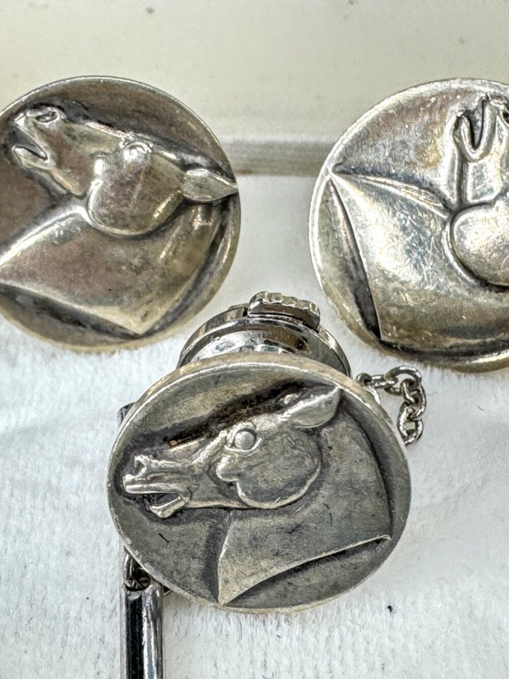 Georg Jensen Arno Malinowski Horse Head Cufflinks Tie Tack Sterling 20.1g SS501